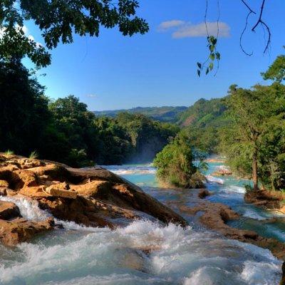 Day Trip to Agua Azul Waterfalls and Palenque from San Cristobal