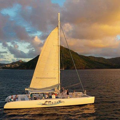 Private Catamaran Sunset Cruise from St Lucia for Up to 15 Guests