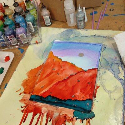 Alcohol Ink Landscape Art Class in Estes Park