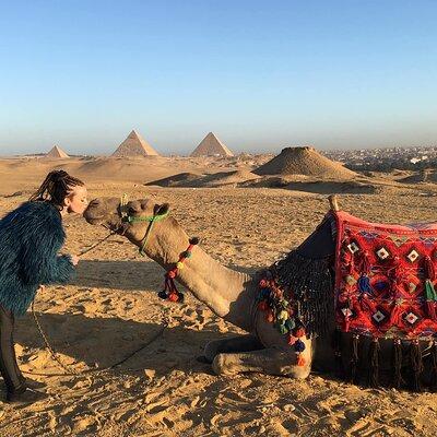 Camel Ride Trip at Giza Pyramids During Sunrise Or Sunset