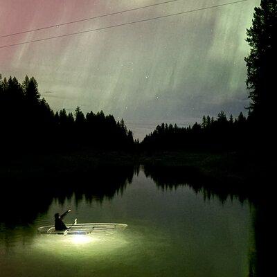 LED Illuminated Night Kayaking Near Glacier National Park 